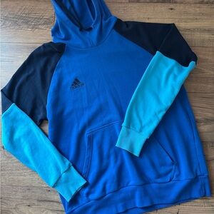Adidas Men's Blue and Teal Hoodie